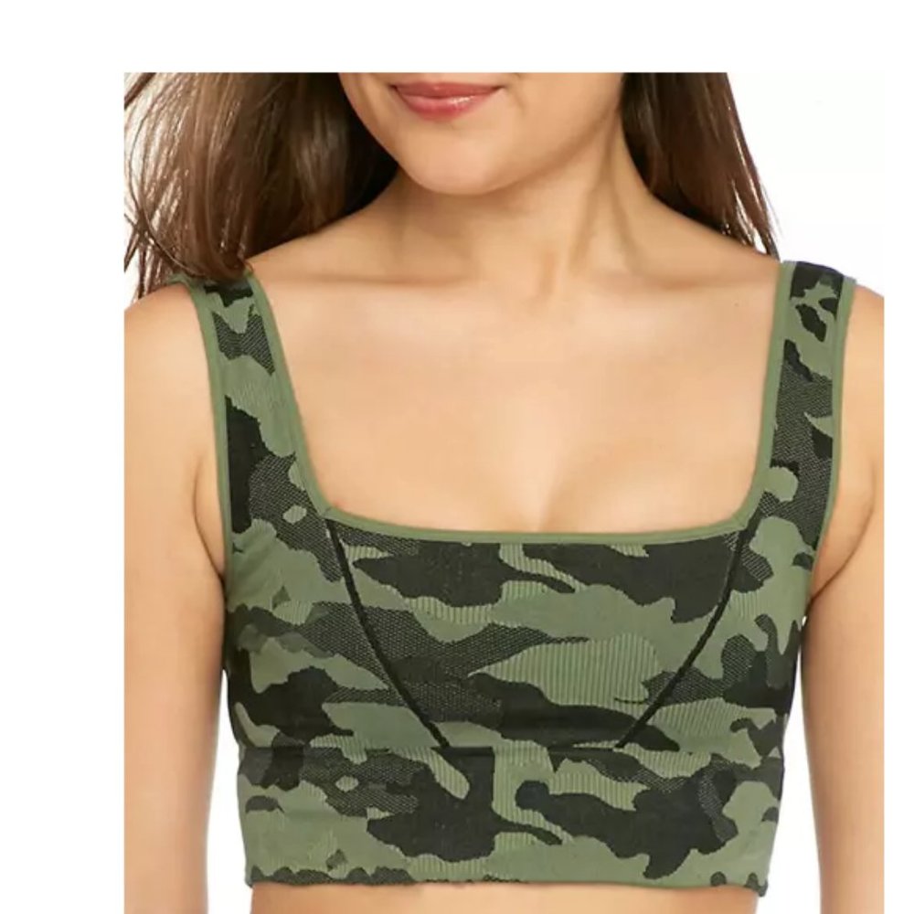 Free People Square Neck Camo Bra